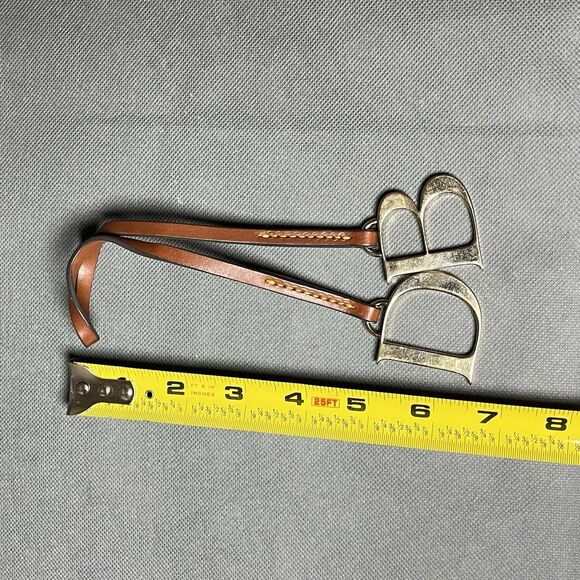 Vntg Dooney & Bourke D & B Purse Charm Gold & Brown Leather Hangtag Bag Charm - Picture 5 of 7